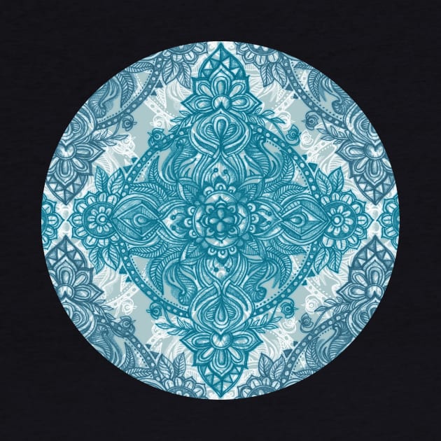 Teal & White Lace Pencil Doodle by micklyn